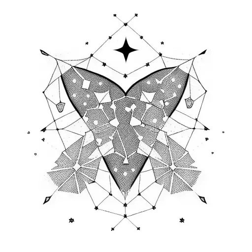 A Heart-shaped Constellation Of Stars With Floral Accents