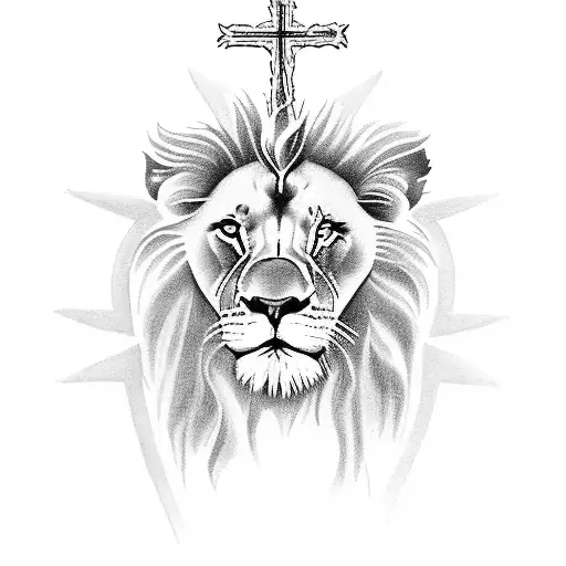 A Lion With The Cross Of Jesus