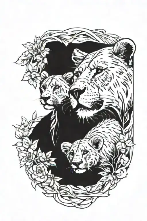 Lioness And Cub Grizzly Bear