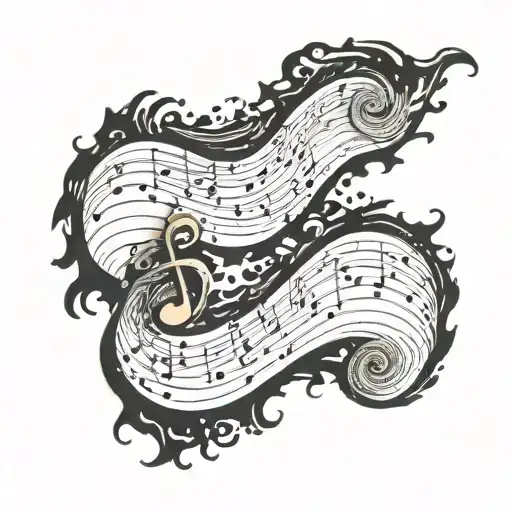 A Music Sheet Morphing Into Crashing Waves