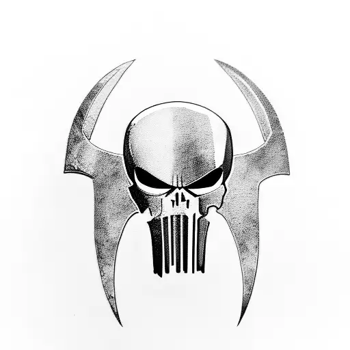 Punisher Skull With Spartan Helmet And Batman Cowl