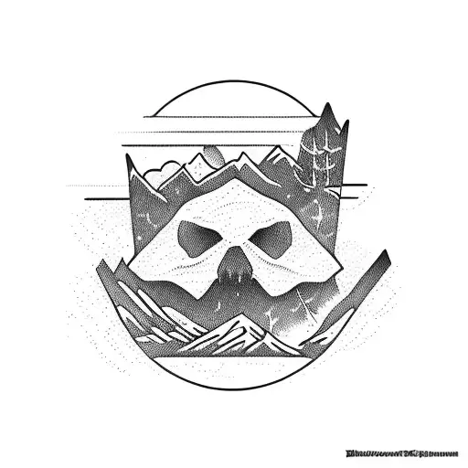 Ski With Mountain Behind