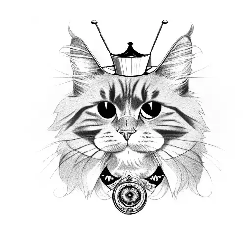 Mainecoon Cat With Top Hat And Monocle