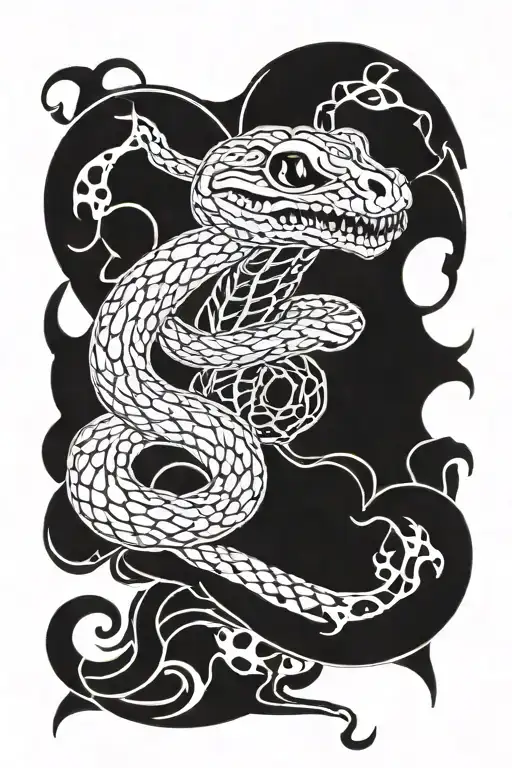 Neotribal Snake With Skull