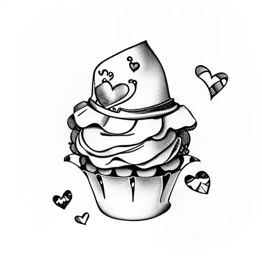 Alice In Wonderland Themed Cupcake With A Broken Heart As The Cherry On Top