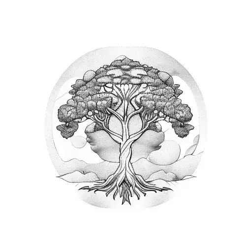 Wilting Tree Of Life With A Hawk