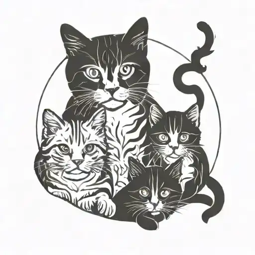 Cats Stand In A Circle
