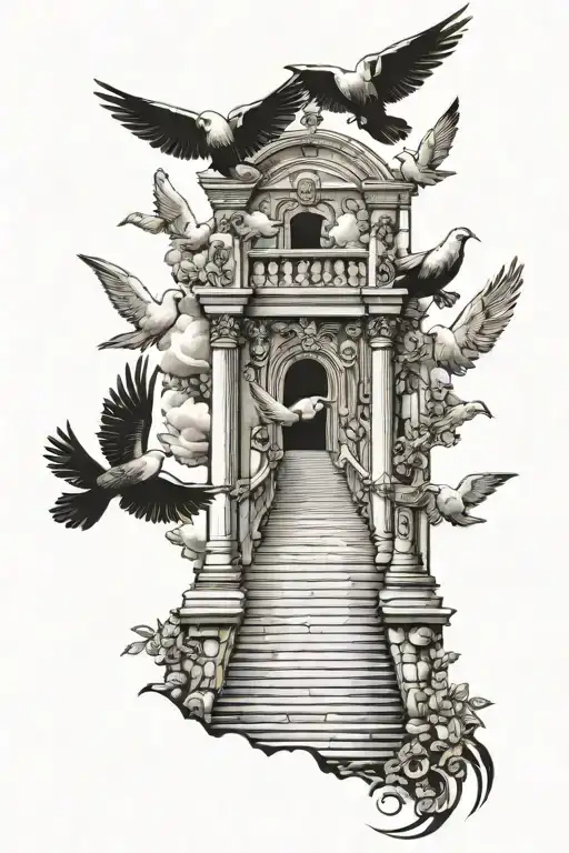 Stairway To Heaven Gate Of Heaven With Doves