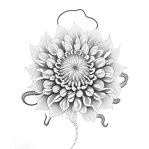 Chrysanthemum And Snake