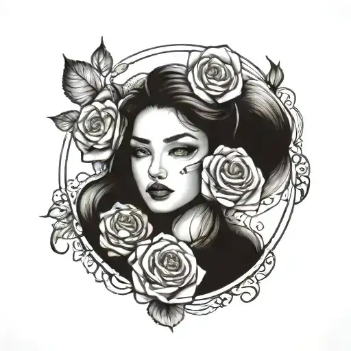 Girl Face With Rose