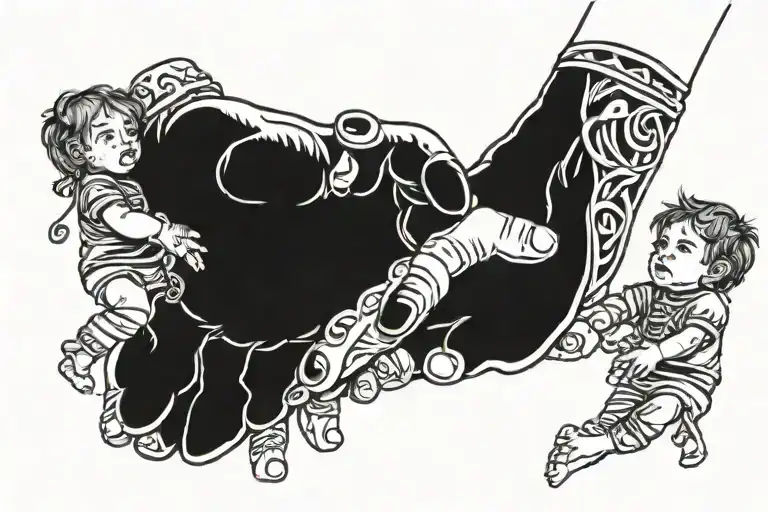 Dad Holding 2 Children's Hands