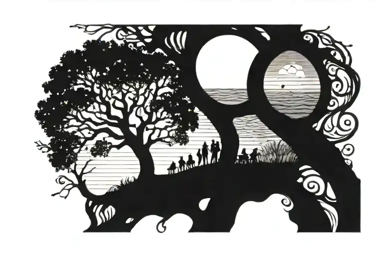 Ornamentic Family Tree Beach Sunset