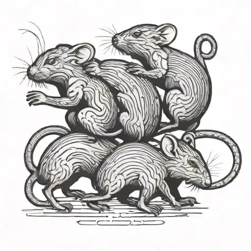 Four Rats Dancing In Line