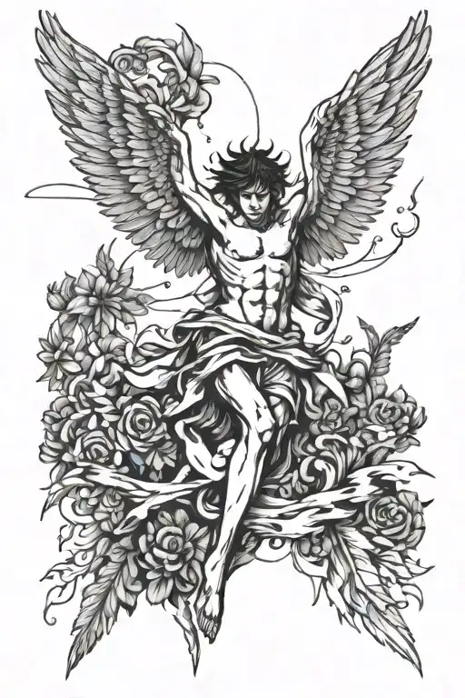 Icarus Falling With Christain Cross