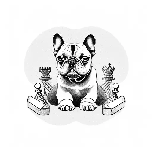 Black French Bulldog Playing Chess