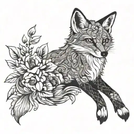 Fox With Flowers