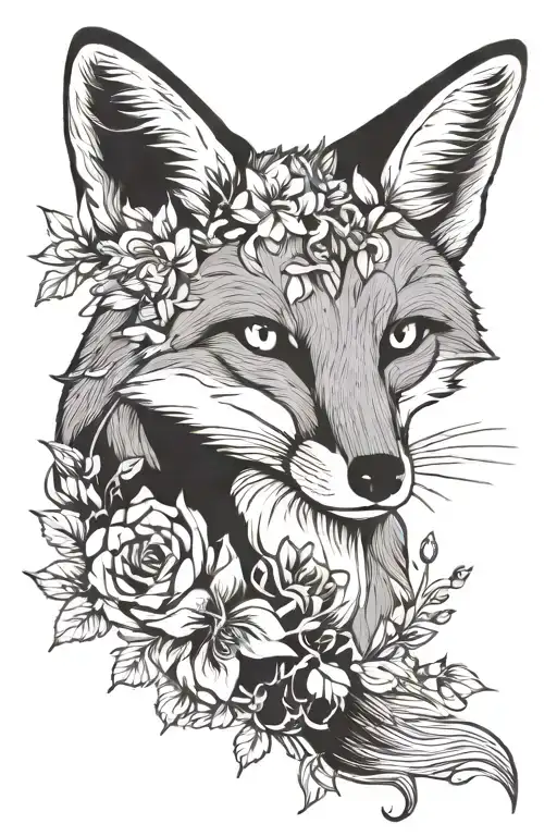 Fox With Flowers
