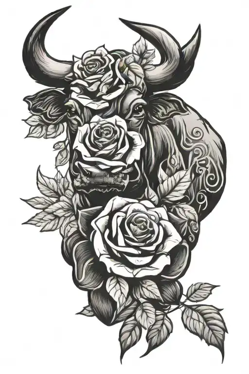 Bull In Floral Roses