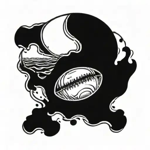 A Rugby Ball Made Of Money Floating In The Sea