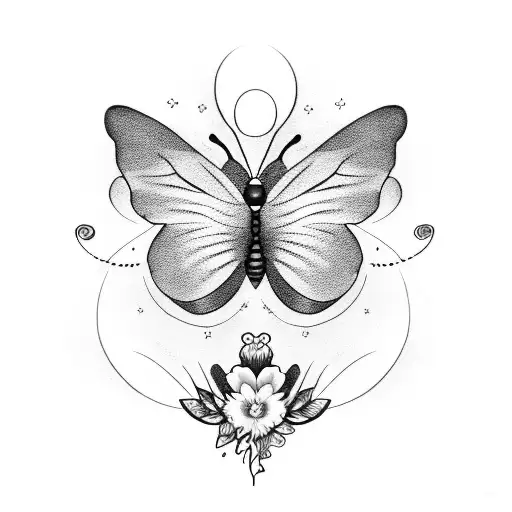 Butterfly Moon Feminine Floral