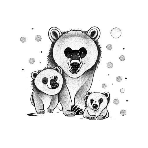 Mama Bear With Two Babies