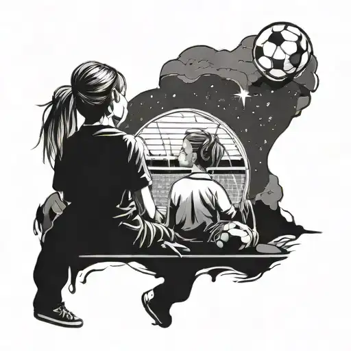 A Portrait Of You And Your Girlfriend Watching A Soccer Game Under A Starlit Sky