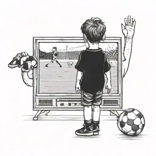 Little Boy Watching Soccer Game Television