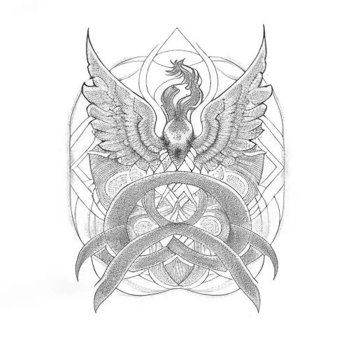 Phoenix With Infinity 8 Loop Alpha Omega