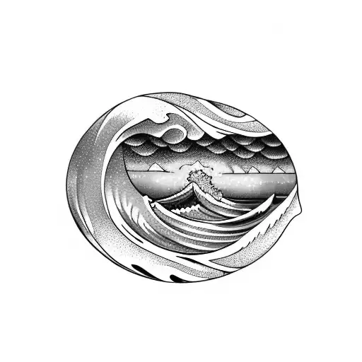 Ocean Wave Stars Barrel Triangle Sunset