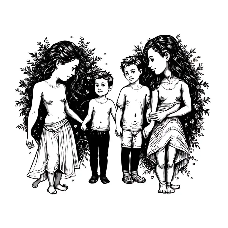 Father Mother And 2 Sons Holding Hands