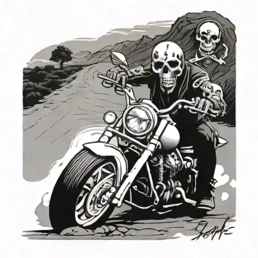 Motorcycle Sport With San La Muerte At The End Of The Empty Road