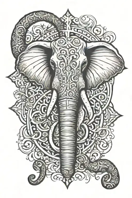 Elephant Horns Surrounding A Cross