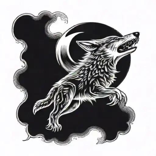 A Powerful Wolf Howling At The Moon With A Soccer Ball In Its Mouth