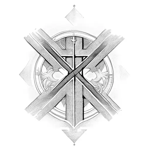 Christian Cross With Banner Of Words Rak Chazak Amats