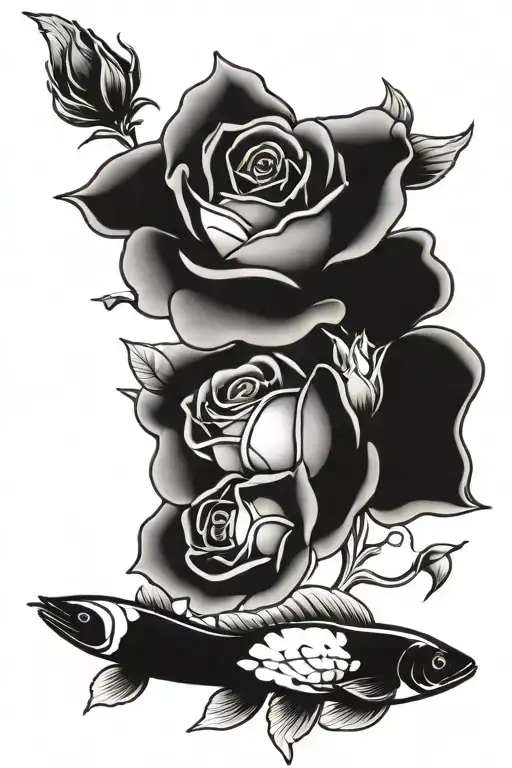 A Classic American Rose With Some Koi Fish Swimming