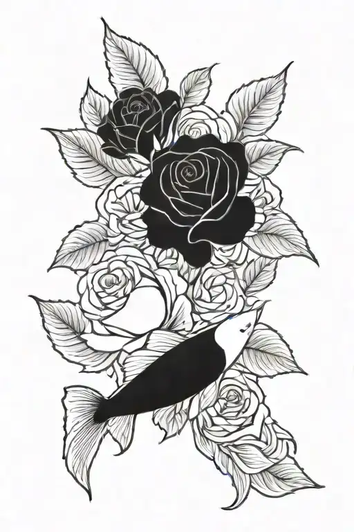 A Classic American Rose With Some Koi Fish Swimming Upstream