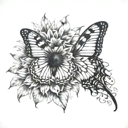 Hlad Butterfly Wing And The Other Half Sunflowers With A Date Replacing The Thorax