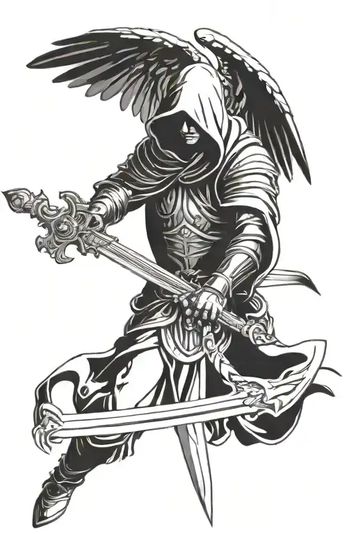 Hooded Archangel With A Sword