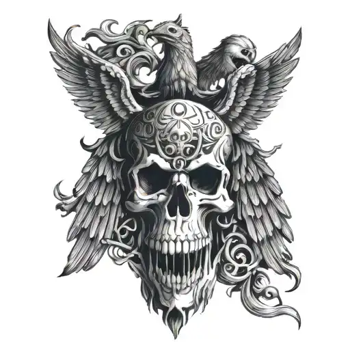 Byzantine Double Headed Eagle And A Skull In The Centre