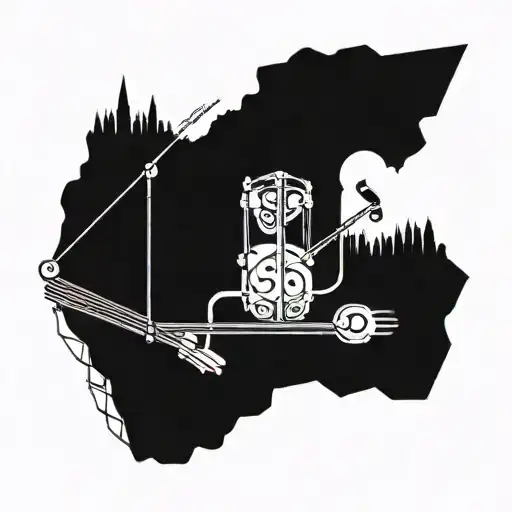 A Music Staff Made Of Electrical Wires With Outdoor Scenery