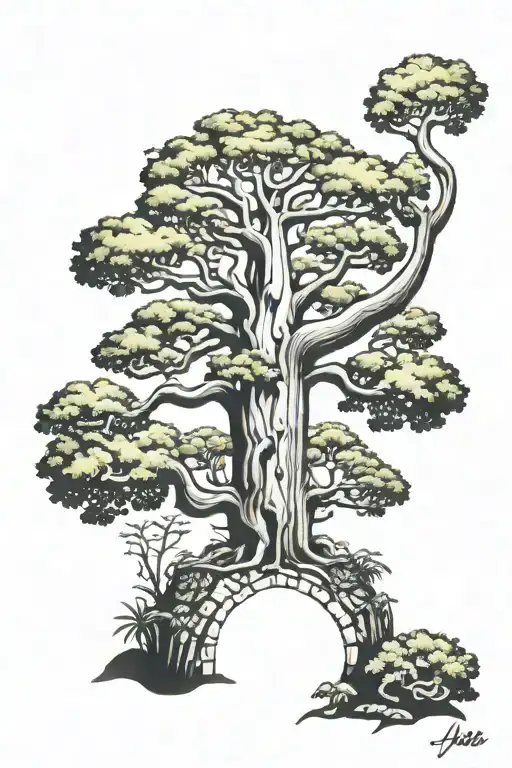 Baobab Tree With Ivy And Moss