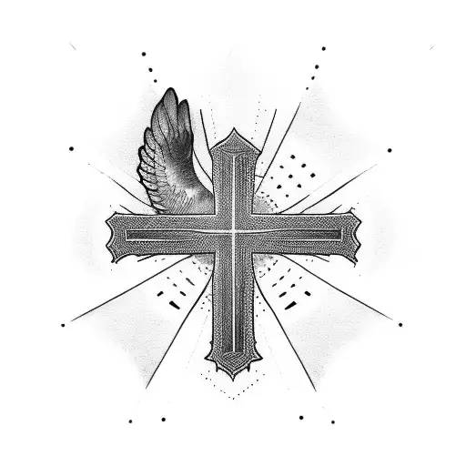 Pigeon And A Christian Cross