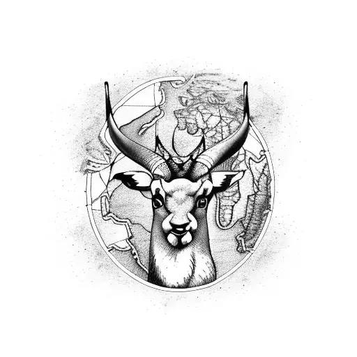 South African Map With Springbok And Proteas