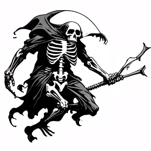 Grim Reaper Chasing Skeleton