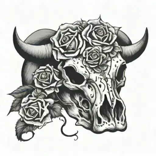 Cow Skull With Roses