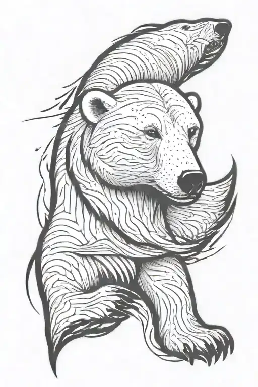 Polar Bear Head For Thigh Tatoo