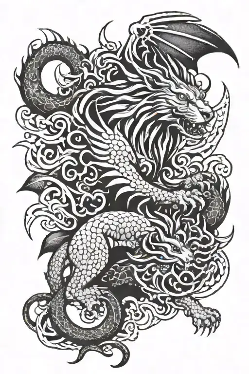 Mix Lion And Dragon Flying