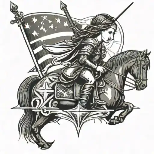 Joan Of Arc With A Patriotic Symbol