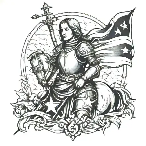 Joan Of Arc With A Patriotic Symbol