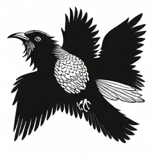 A Cuckoo Bird With Her Wings Spread Wide